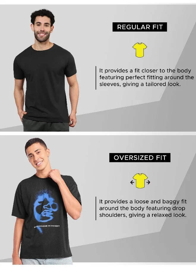 بيونغ تيشيرت رجالي واسع بطبعة القدر